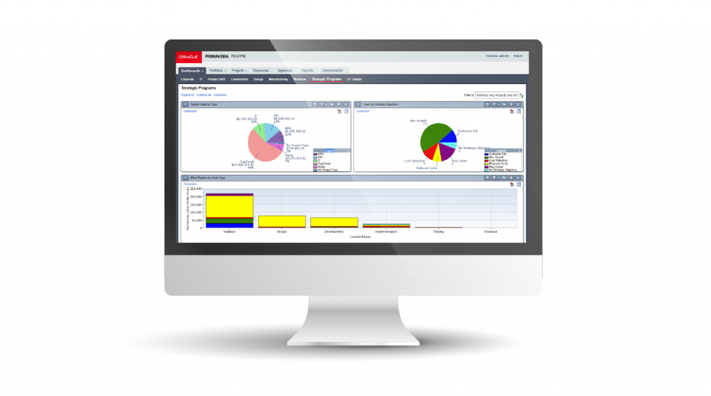 Oracle Primavera P6 Dashboard Interface