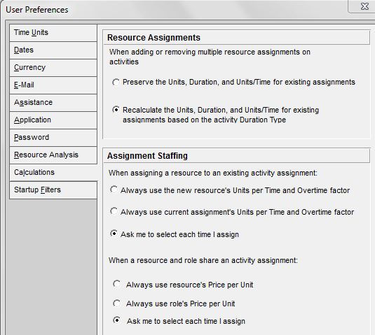 resource assignment settings 
